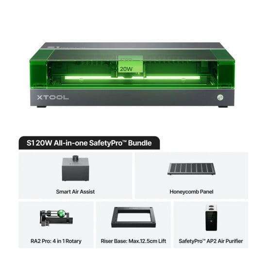xTool S1 40W Dark All-in-One SafetyPro Class I - Лазерный гравер и резак с закрытым корпусом