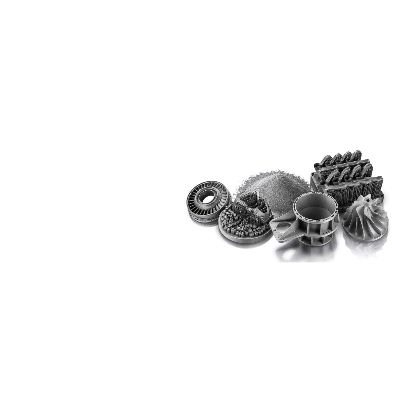 Metalowe części wykonane w technologii druku 3D z metalu z odbiciem do banera przemysłowego