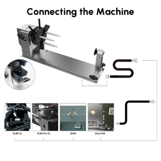 Поворотний патрон Ortur YRC1.0 по осі Y для лазерного гравірувального верстата