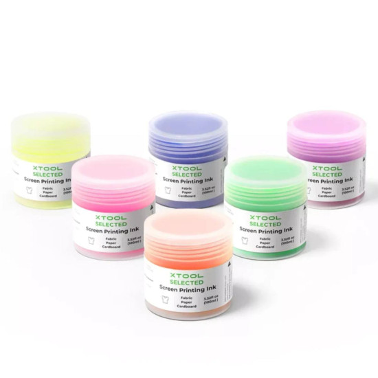 Набір флуоресцентних кольорових чорнил xTool для трафаретного друку 100 мл, 6 кольорів
