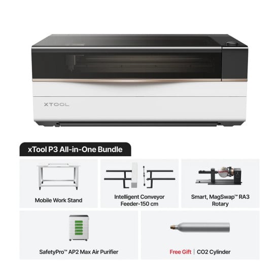xTool P3 80W - Laser Engraver and CO2 Cutter | All-in-One Bundle