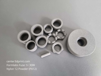 SLS 3D printing of threaded nuts and bushings from Nylon 12, Formlabs Fuse 1+
