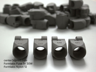 SLS 3D printing of hinge components with marking, Nylon 12, Formlabs Fuse 1+