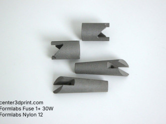 SLS 3D printing of bushings with cutout from Nylon 12, Formlabs Fuse 1+