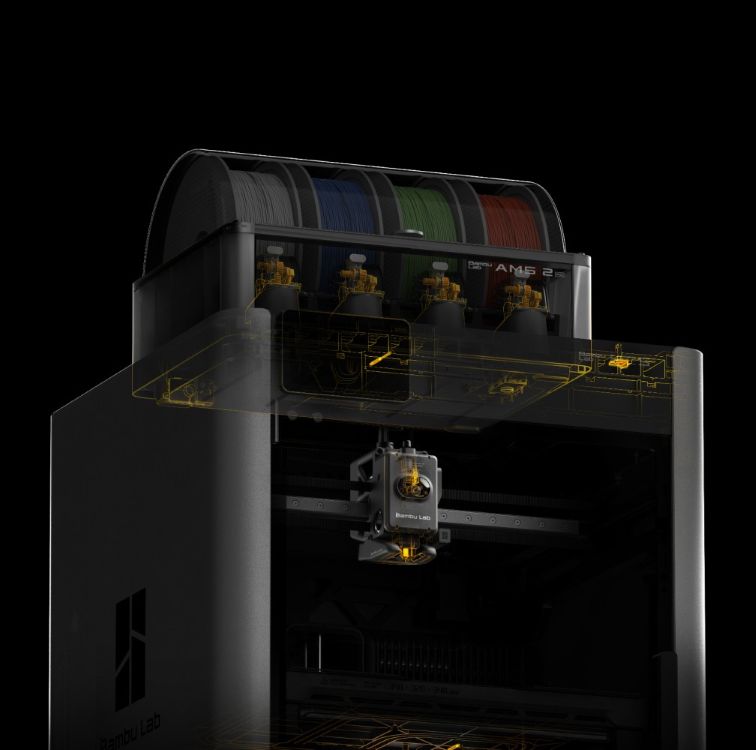 3D-принтер Bambu Lab H2S Combo, оснащений п'ятьма температурними датчиками NTC, інтегрованими датчиками повітряного потоку, п'ятьма датчиками полум'я, дверними датчиками та кнопкою аварійної зупинки, що разом утворюють повну систему безпеки.