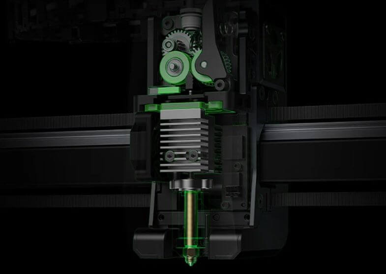 Детальний вигляд екструдера прямої подачі нового покоління та високопродуктивного хотенду.