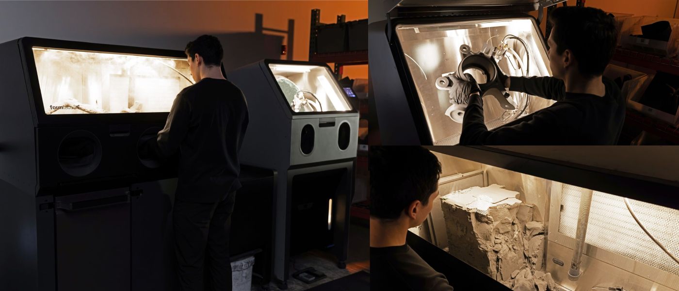 Formlabs Fuse X1 постобработка SLS-деталей в рабочей станции Fuse Sift
