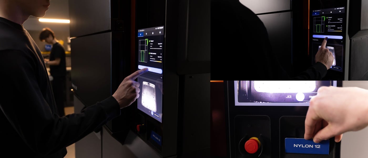Formlabs Fuse X1 сенсорный интерфейс с материалом Nylon 12