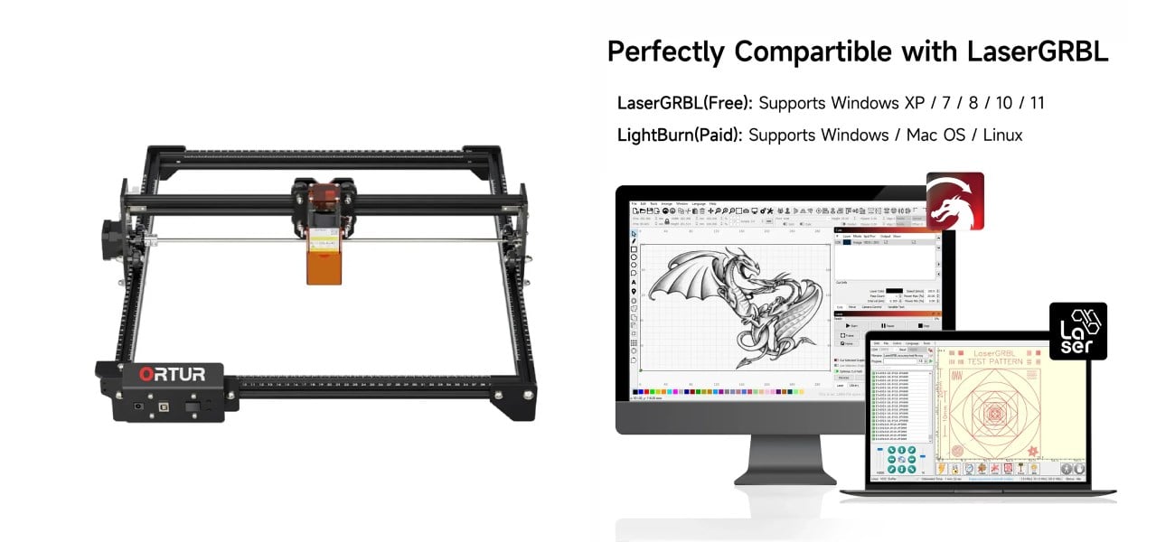 Ortur Laser Master 2 S2 compatibility with LaserGRBL and LightBurn
