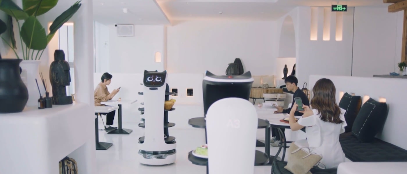 PUDU BellaBot Serving Guests in a Restaurant
