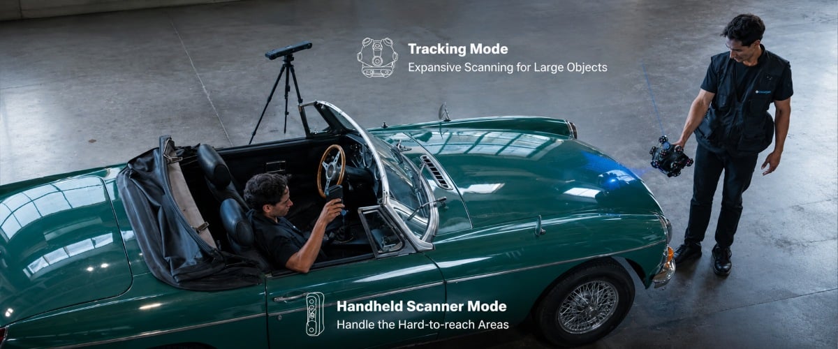 Tracking Mode and Handheld Scanner Mode of the SHINING 3D EinScan Trak system