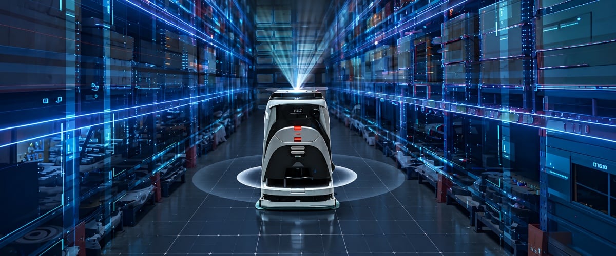 AgiBot C5 navigation and mapping system in a warehouse