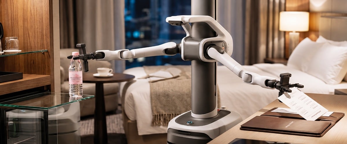 AgiBot G2 Air w pokoju hotelowym