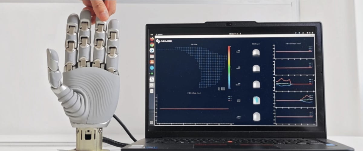 Testing tactile sensors of the AgiBot OmniHand robotic hand