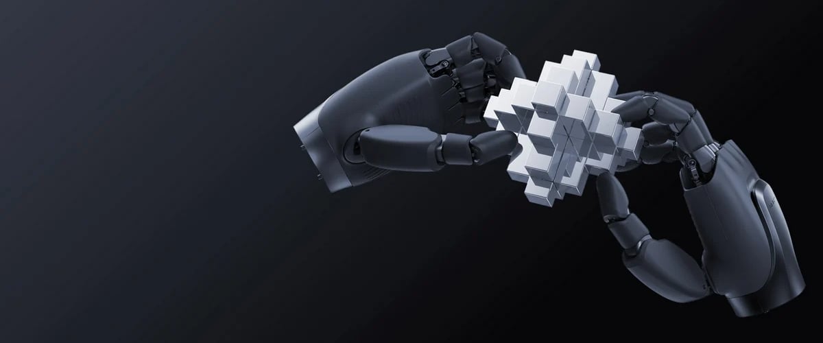 AgiBot OmniHand 3 podczas manipulacji z geometrycznym obiektem
