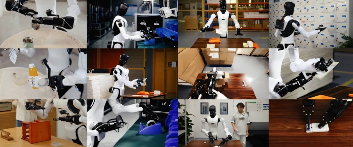 AgiBot OmniPicker 3 gripping a textile item with contact control