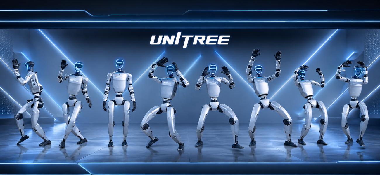 Unitree G1 Edu Pro seria robotów demonstruje różnorodne dynamiczne pozycje i wysoką ruchliwość