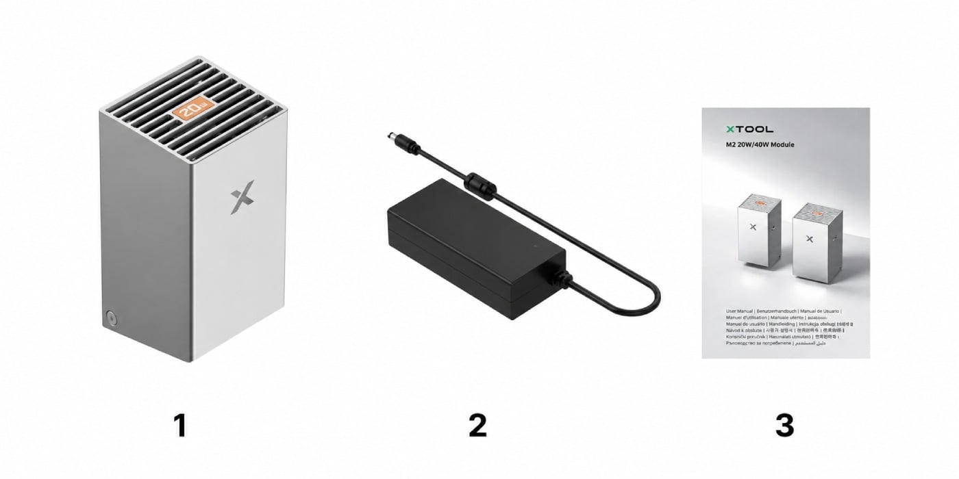 Лазерний модуль xTool M2 20W 455nm з блоком живлення та інструкцією