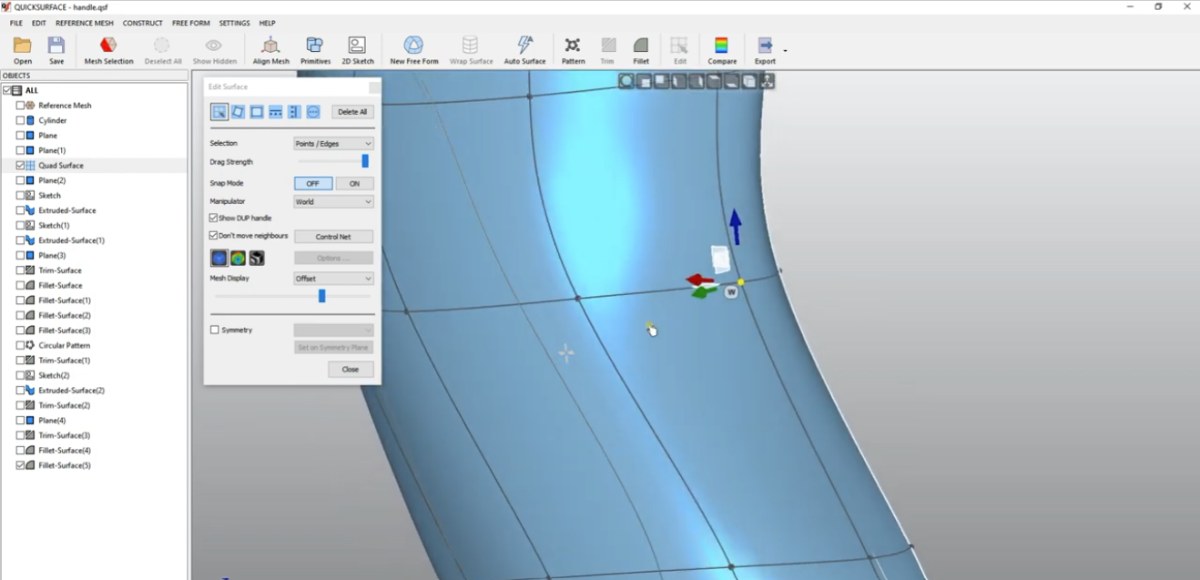 QuickSurface Lite: intuitive interface