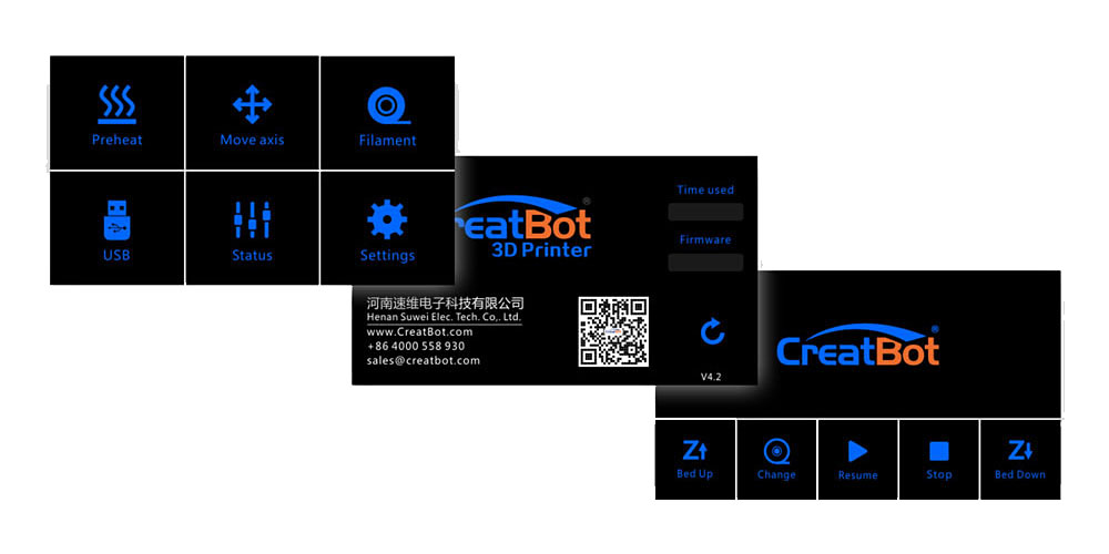 3D printer CreatBot F430 screen