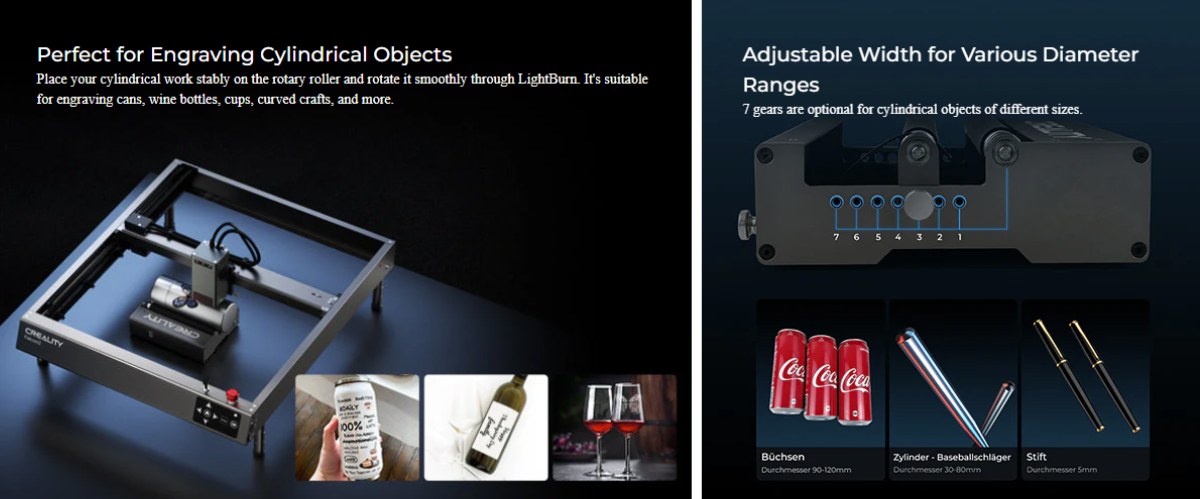 Області використання валика для гравірування Creality