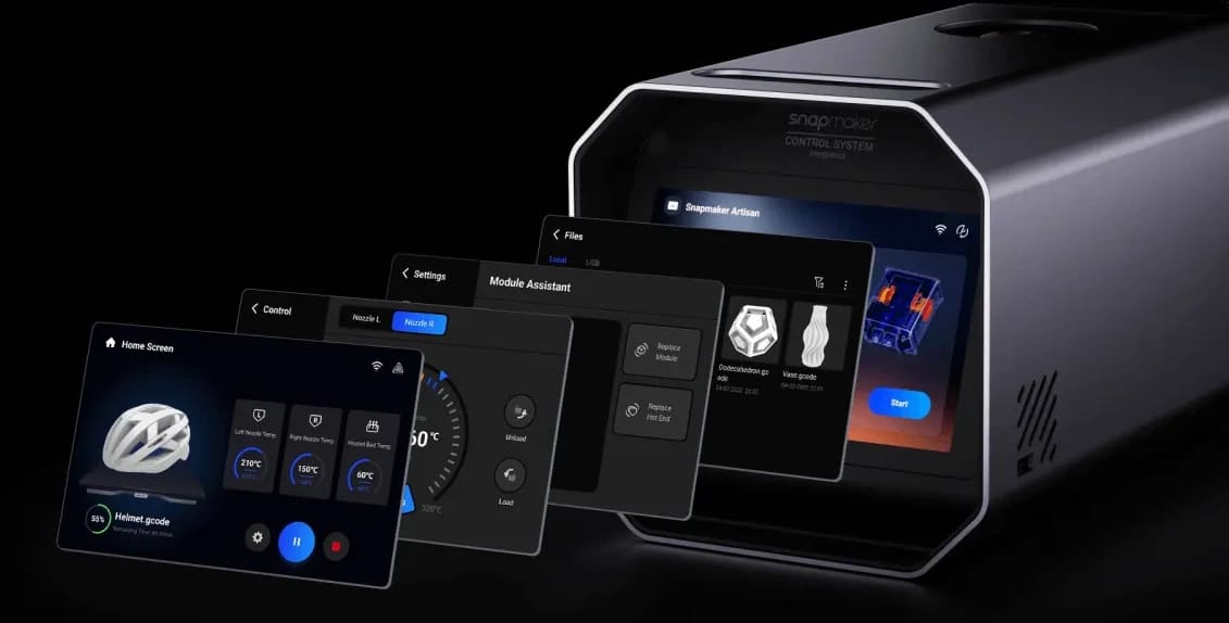 Інтерфейс сенсорного екрану Snapmaker Artisan