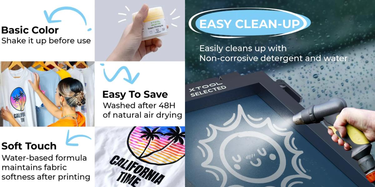 Чорнила на водній основі xTool для трафаретного друку (100 мл, 6 кольорів)