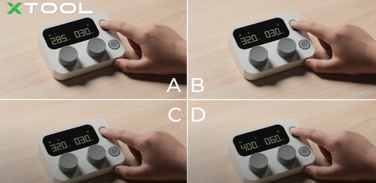 xTool Mini Press and Smart Control – temperature setting options