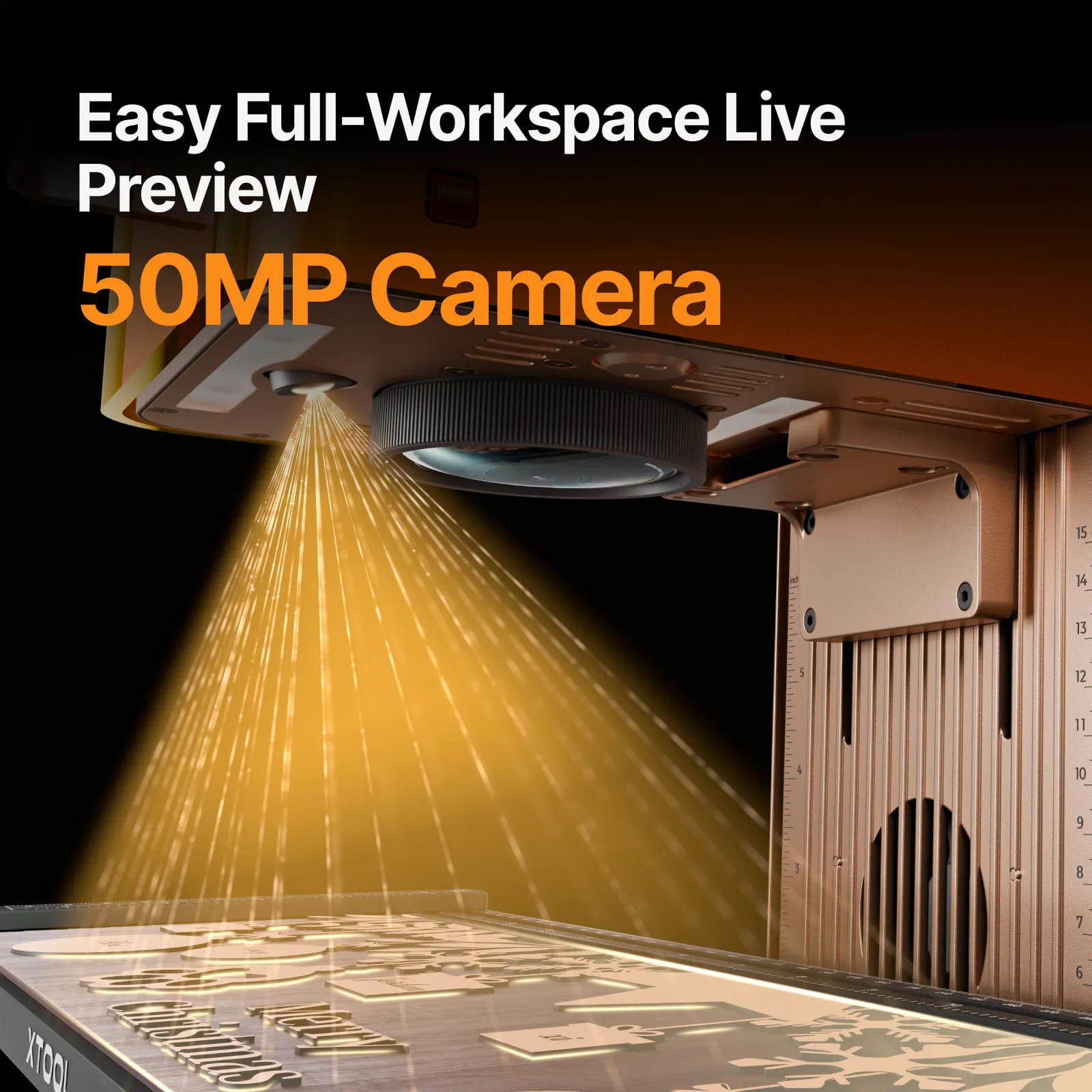 xTool F2 engraving software interface with live camera preview