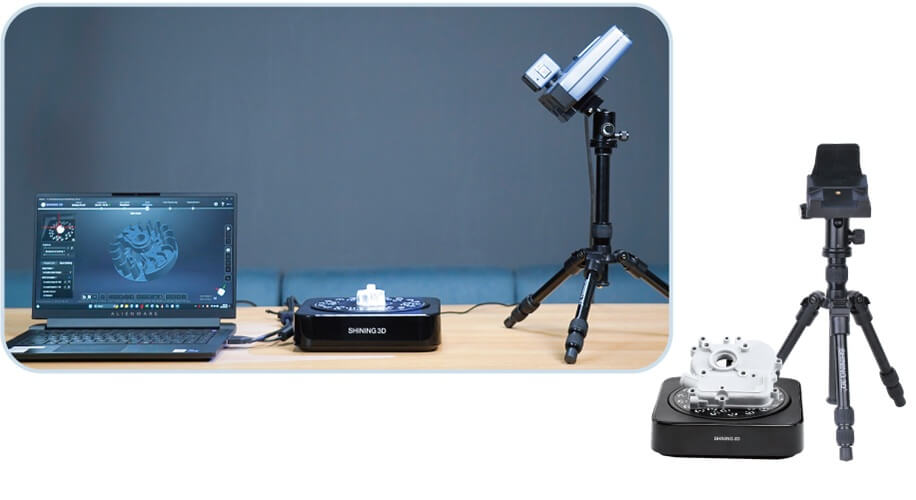 EinScan Pro 2X V2, налаштований для високоточного стаціонарного сканування з Industrial Pack.